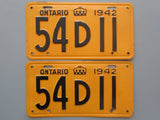 1942 YOM Clear Ontario License Plates