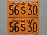 1942 YOM Clear Ontario License Plates