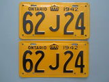 1942 YOM Clear Ontario License Plates