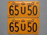 1942 YOM Clear Ontario License Plates