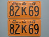 1942 YOM Clear Ontario License Plates