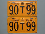 1942 YOM Clear Ontario License Plates