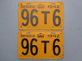 1942 YOM Clear Ontario License Plates