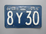 1945 YOM Clear Ontario License Plate