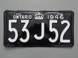 1946 YOM Clear Ontario License Plate