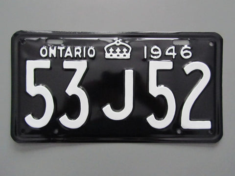 1946 YOM Clear Ontario License Plate