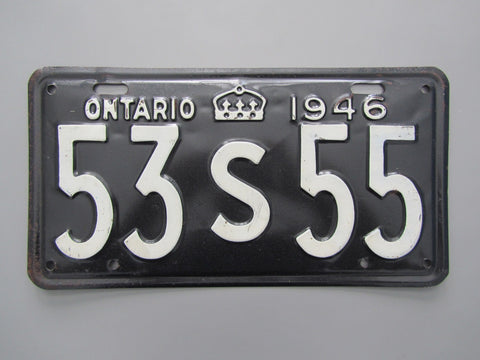 1946 YOM Clear Ontario License Plate