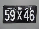 1946 YOM Clear Ontario License Plate
