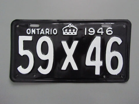 1946 YOM Clear Ontario License Plate