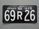 1946 YOM Clear Ontario License Plate