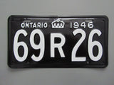 1946 YOM Clear Ontario License Plate