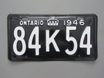 1946 YOM Clear Ontario License Plate