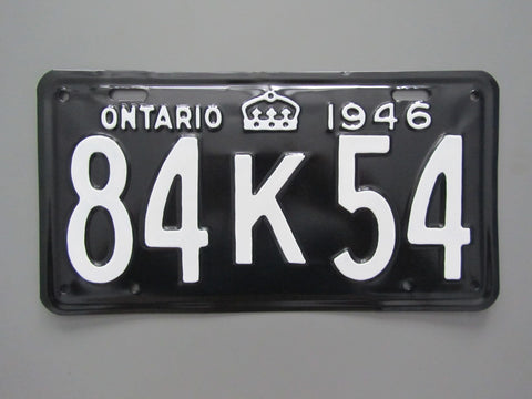 1946 YOM Clear Ontario License Plate