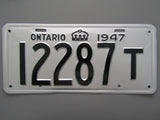 1947 YOM Clear Ontario License Plate