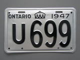 1947 YOM Clear Ontario License Plate