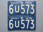 1948 YOM Clear Ontario License Plates