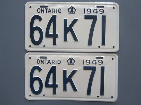 1949 YOM Clear Ontario License Plates