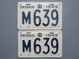 1949 YOM Clear Ontario License Plates
