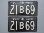 1950 YOM Clear Ontario License Plates