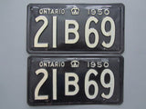 1950 YOM Clear Ontario License Plates