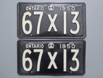 1950 YOM Clear Ontario License Plates