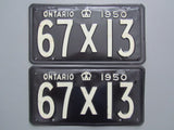 1950 YOM Clear Ontario License Plates