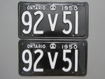 1950 YOM Clear Ontario License Plates