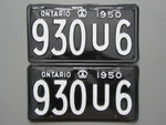 1950 YOM Clear Ontario License Plates