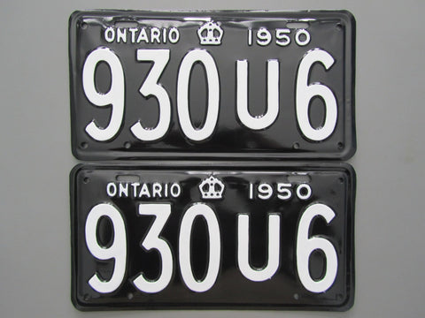 1950 YOM Clear Ontario License Plates