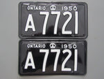 1950 YOM Clear Ontario License Plates
