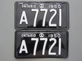 1950 YOM Clear Ontario License Plates