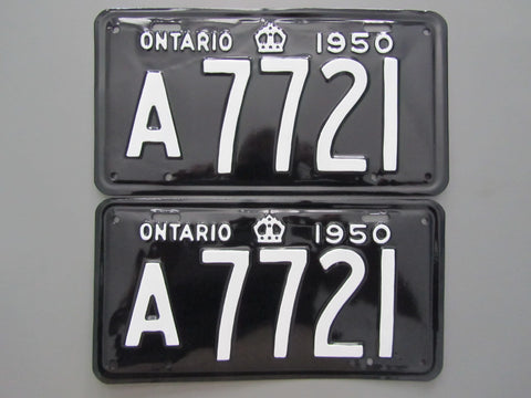 1950 YOM Clear Ontario License Plates