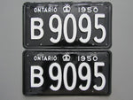 1950 YOM Clear Ontario License Plates