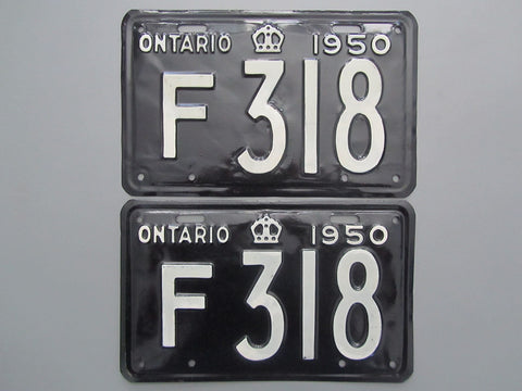 1950 YOM Clear Ontario License Plates