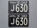 1950 YOM Clear Ontario License Plates