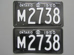 1950 YOM Clear Ontario License Plates