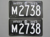 1950 YOM Clear Ontario License Plates