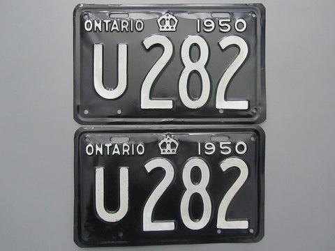 1950 YOM Clear Ontario License Plates