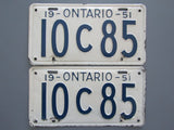 1951 YOM Clear Ontario License Plates