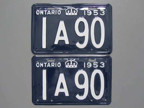 1953 YOM Clear Ontario License Plates