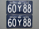 1953 YOM Clear Ontario License Plates