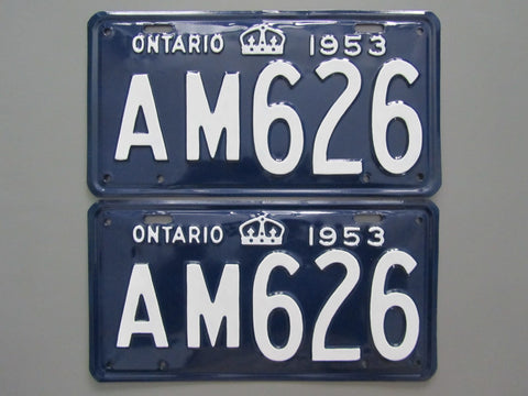 1953 YOM Clear Ontario License Plates