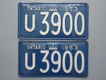 1953 YOM Clear Ontario License Plates
