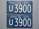 1953 YOM Clear Ontario License Plates