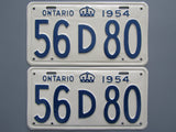 1954 YOM Clear Ontario License Plates