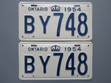 1954 YOM Clear Ontario License Plates