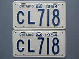 1954 YOM Clear Ontario License Plates