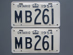 1954 YOM Clear Ontario License Plates
