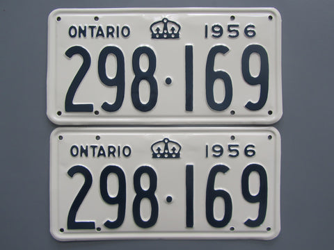 1956 YOM Clear Ontario License Plates