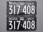 1957 YOM Clear Ontario License Plates